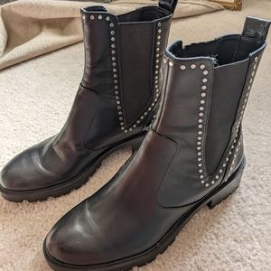 Zara TRF lug sole ankle boots with silver studs